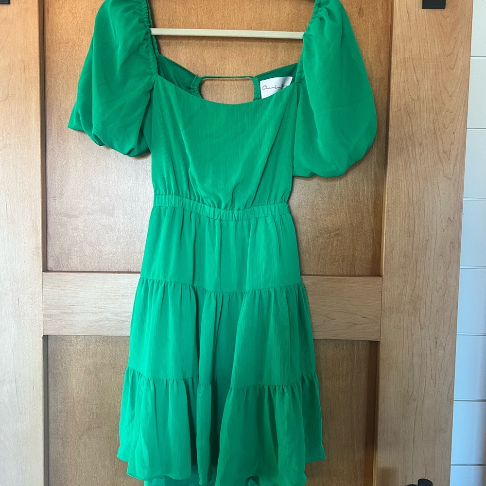 Charles Henry Vibrant Green Mini Dress